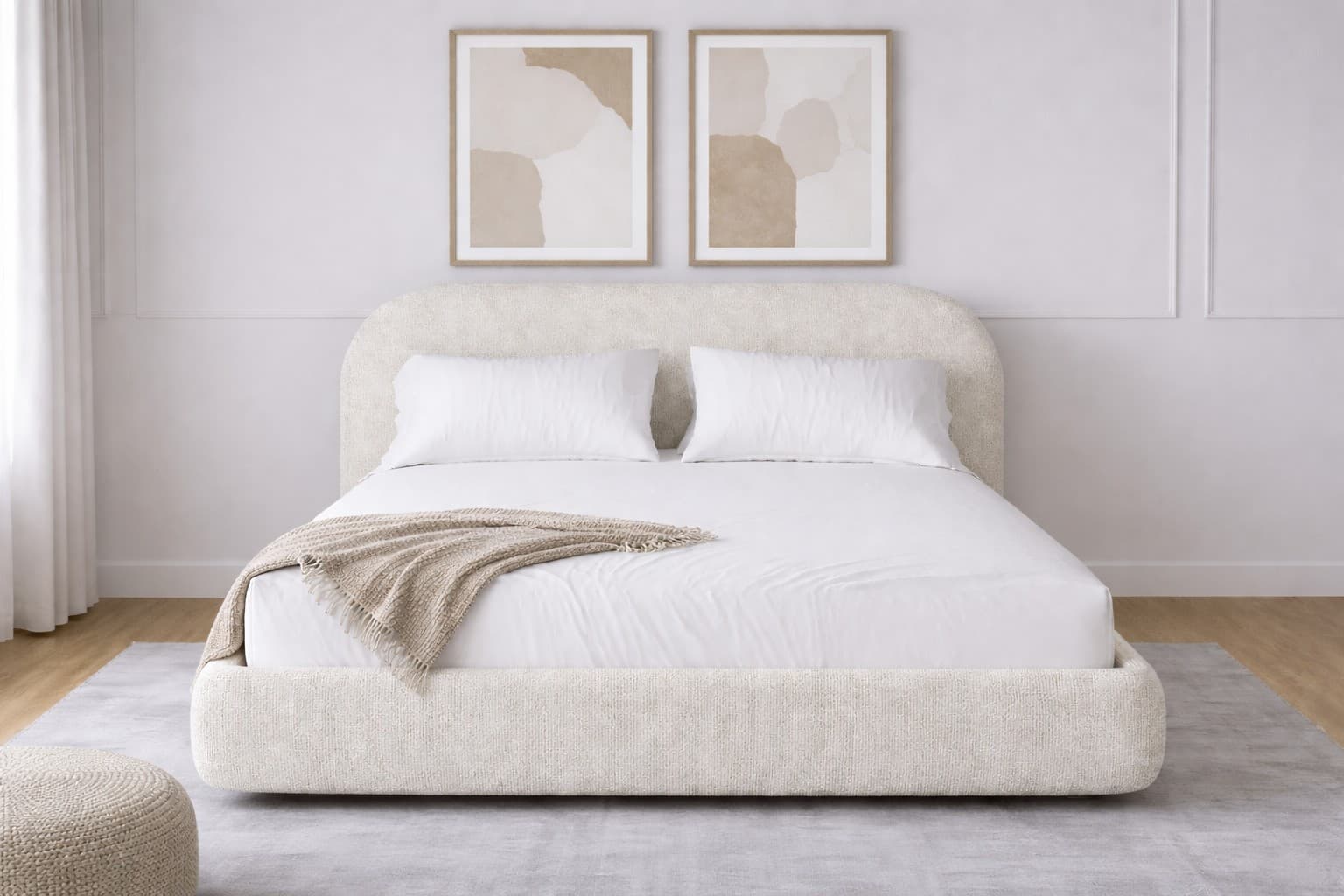 Lifestyle image of the Lv Furniture Havana Bed Frame Qb Ivory from Forty Winks