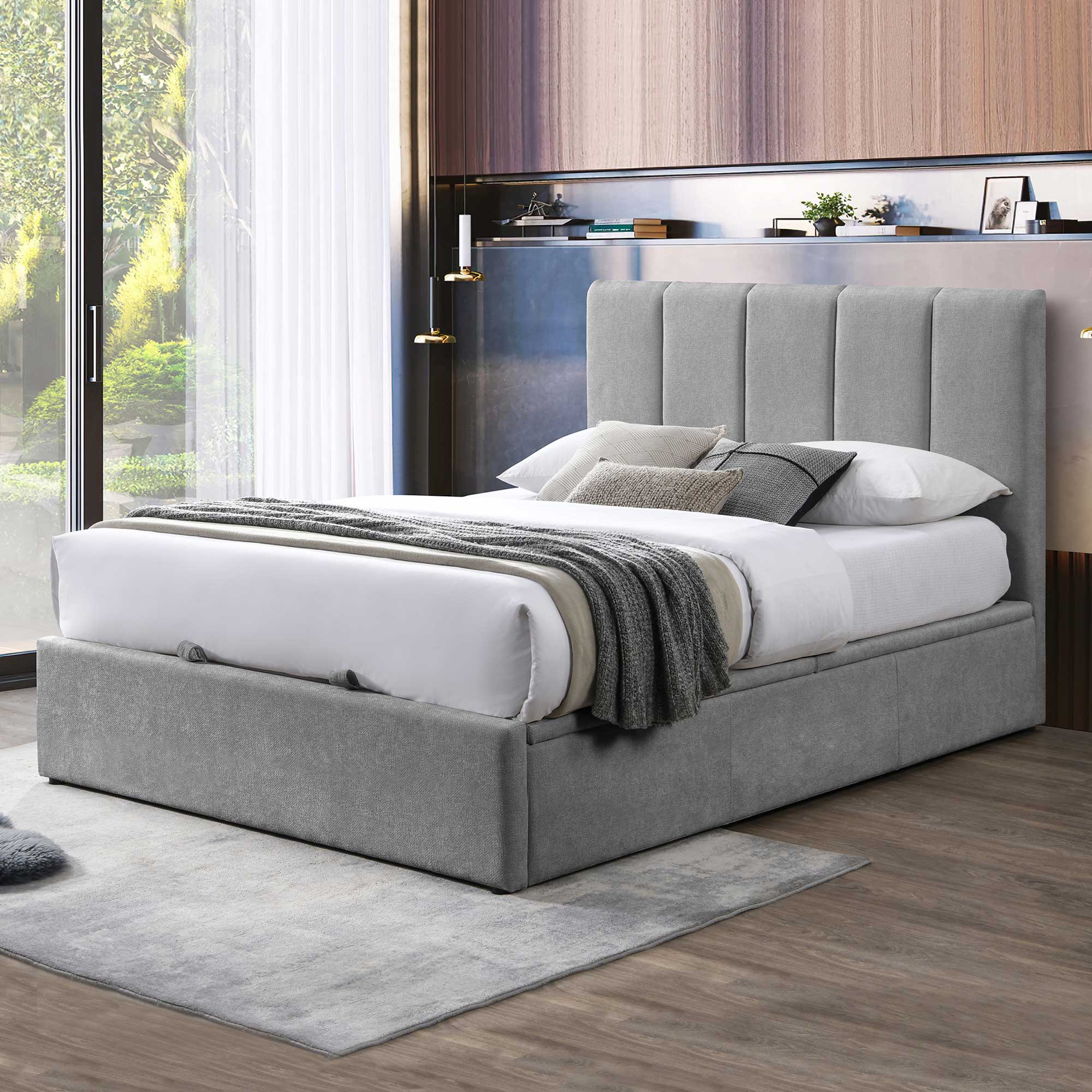 Lifestyle image of the Harlow Qb Bed W/Gas Lift (Dark Grey) from Forty Winks