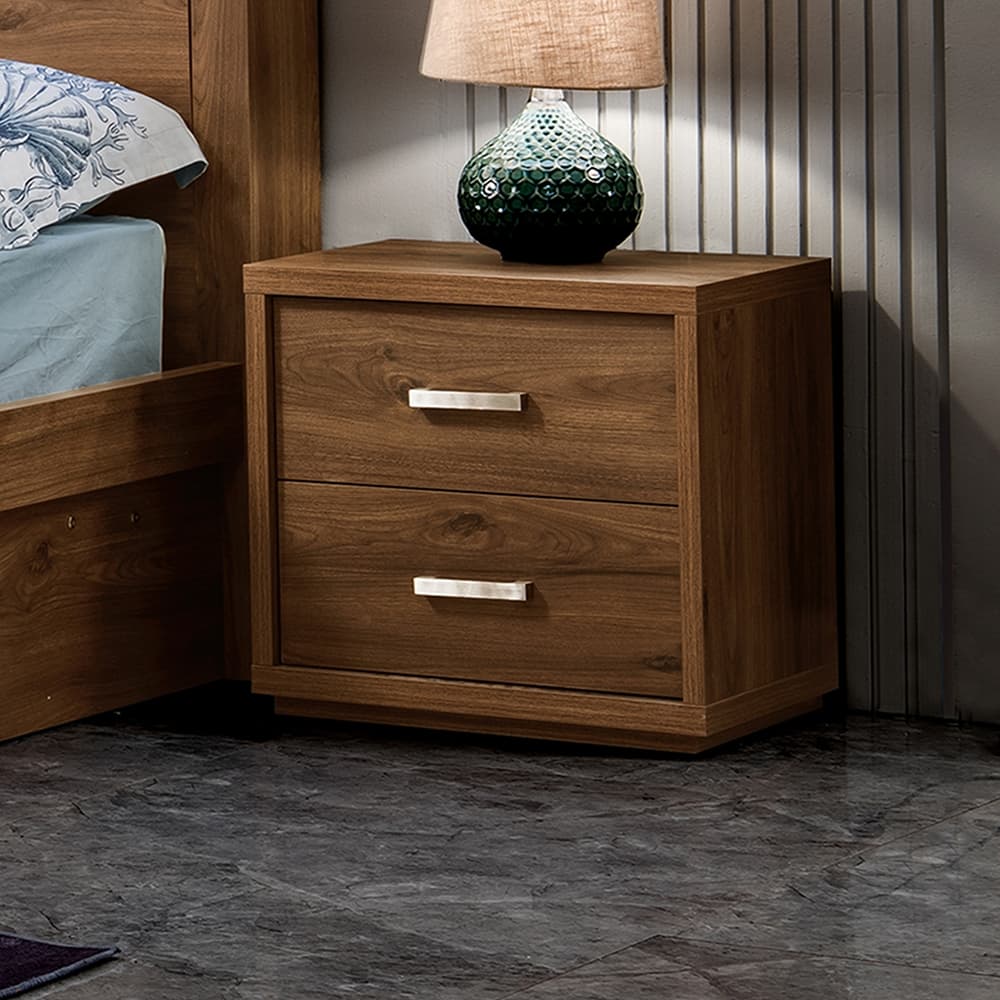 Lifestyle image of the Bellevue Rustic Walnut Bedside Table from Forty Winks