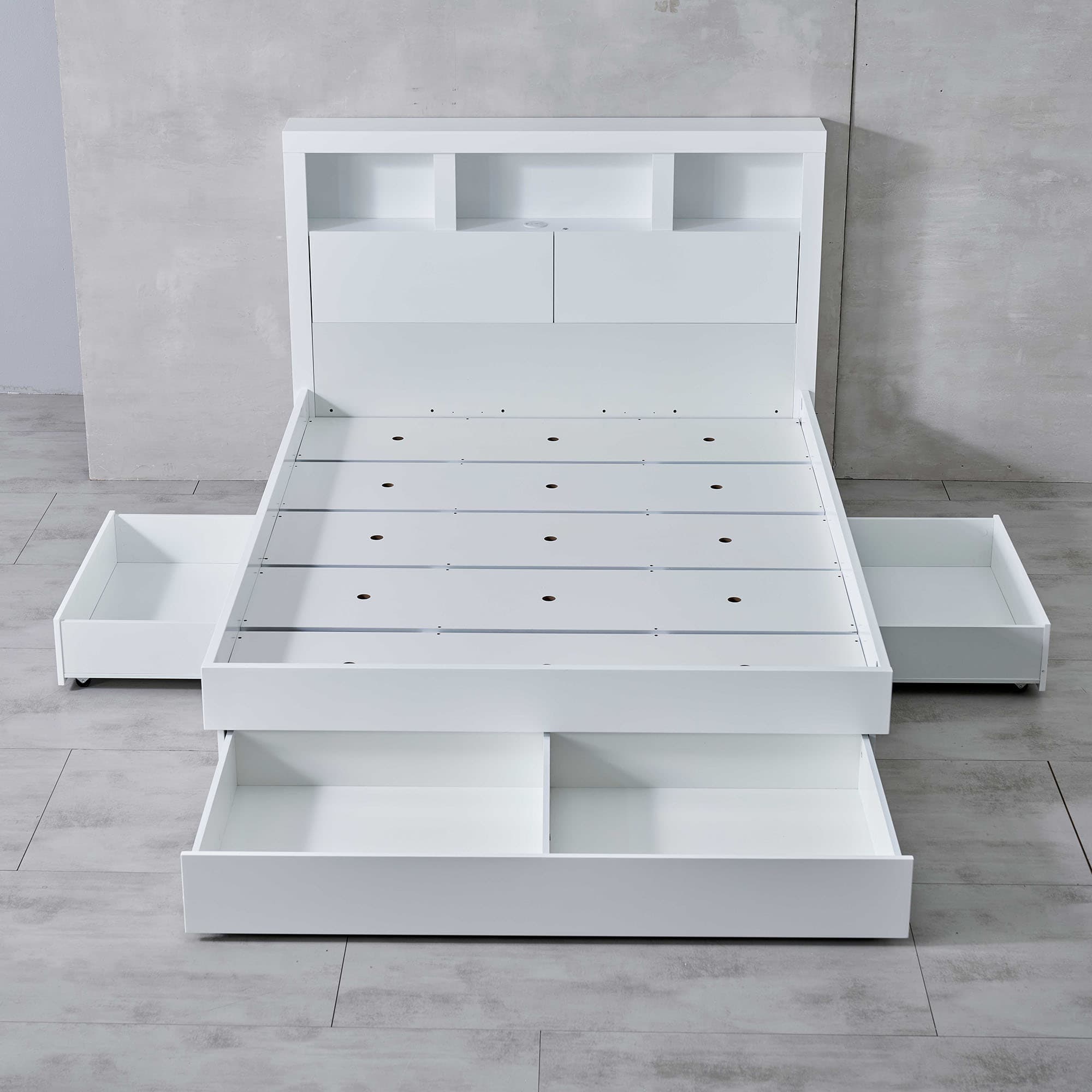3D image of the Lugano Ivory White Qb Bed W/3 Drawers from Forty Winks